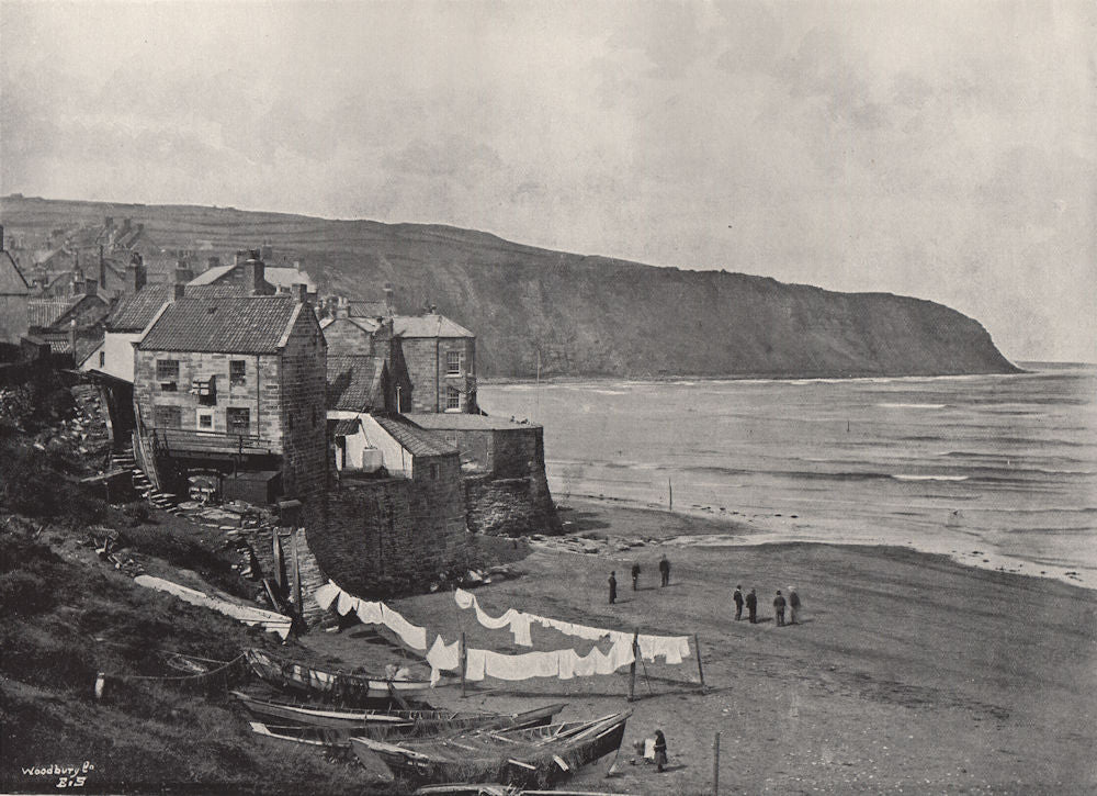 ROBIN HOOD'S BAY. The village and bay. Yorkshire 1895 old antique print